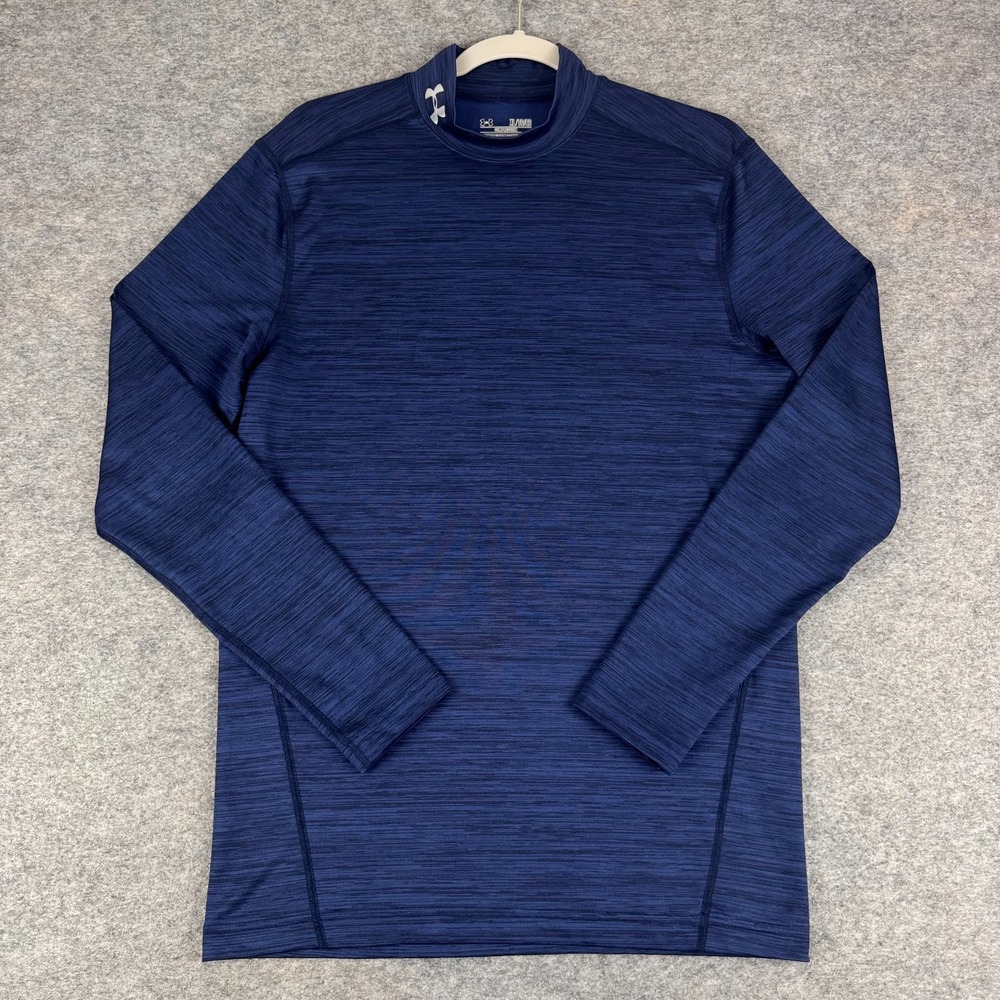 Under Armour Cold Gear Compression Mock Neck Pullover Blue Mens XL
